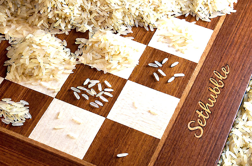 Visualização: "A Lenda dos Grãos de Arroz e do Tabuleiro de Xadrez"